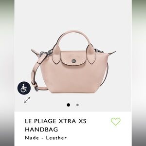 LONGCHAMP
Le Pliage XTRA XS Leather Handbag with Strap nude pale pink color